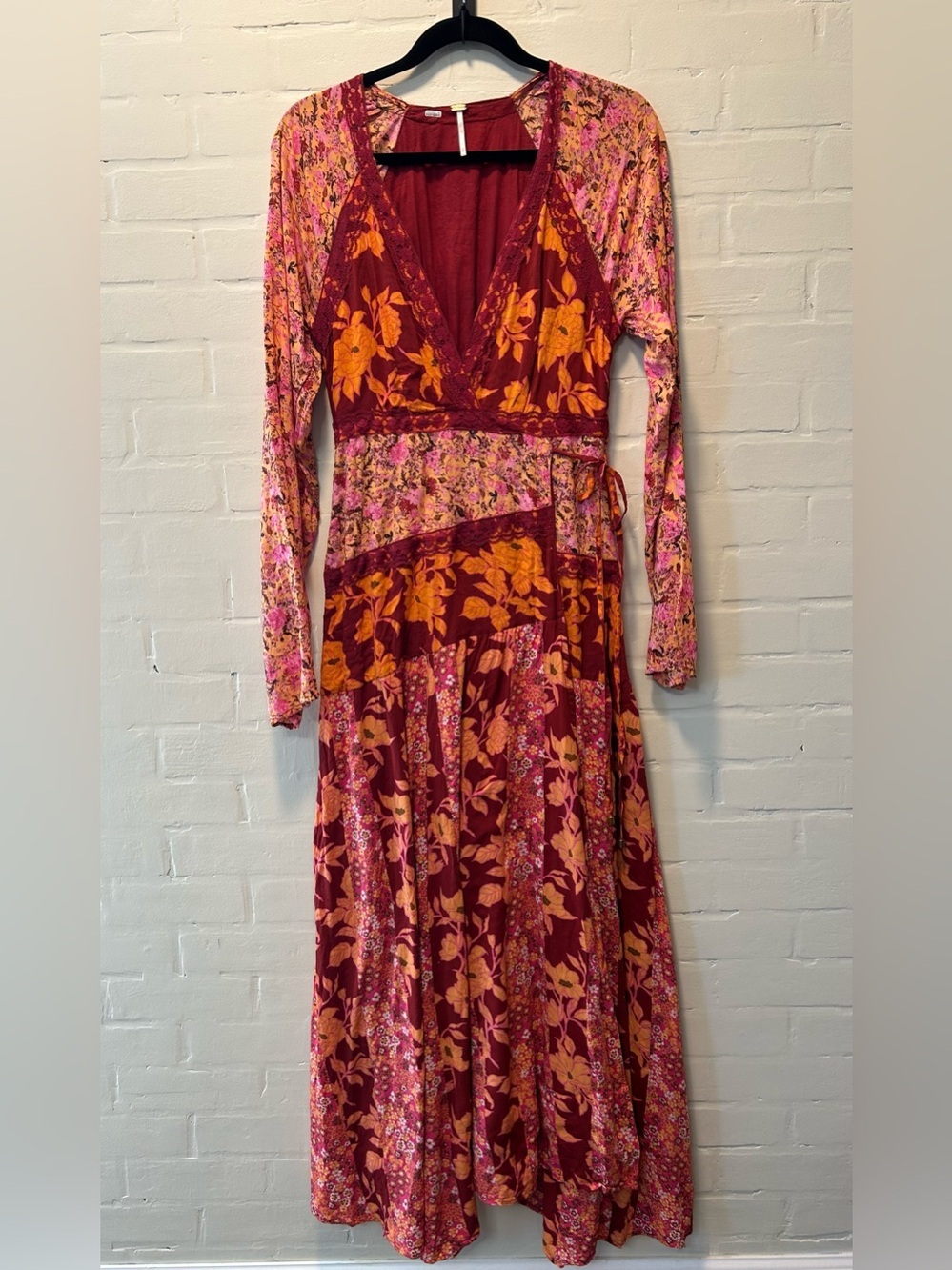 Free People Tilda Femme Combo Floral Faux Wrap Maxi Dress Size Small - Picture 3 of 13